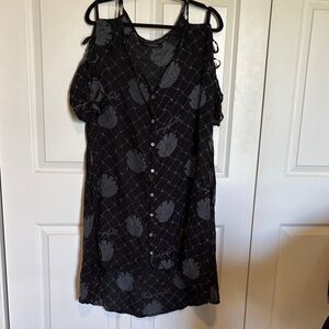 Living Hula midi dress open sleeves mother of pearl buttons size M/L Hawaii